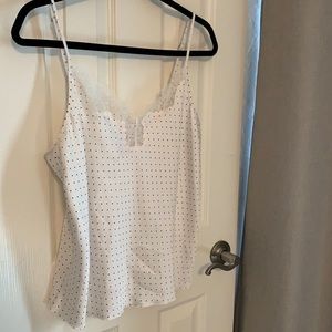 NWT White with blue polka dots lace trim VS cami
